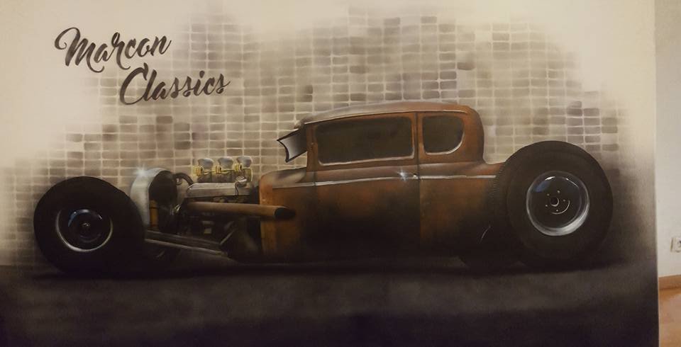 Peinture aérographe voiture Hot rod par l'artiste Maxime Nepote