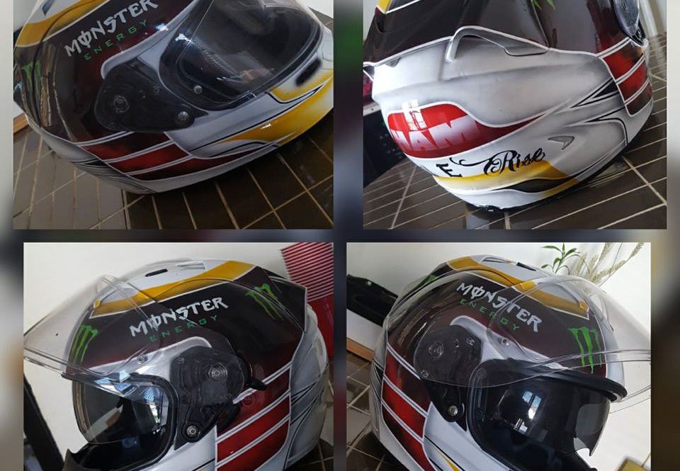 Peinture aérographe casque Lewis Hamilton
