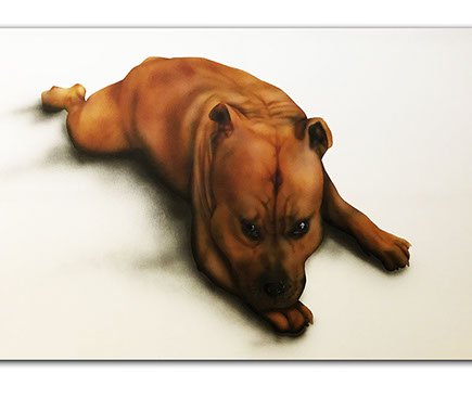 Peinture chien Amstaff "Staffie" par l'artiste Maxime Nepote