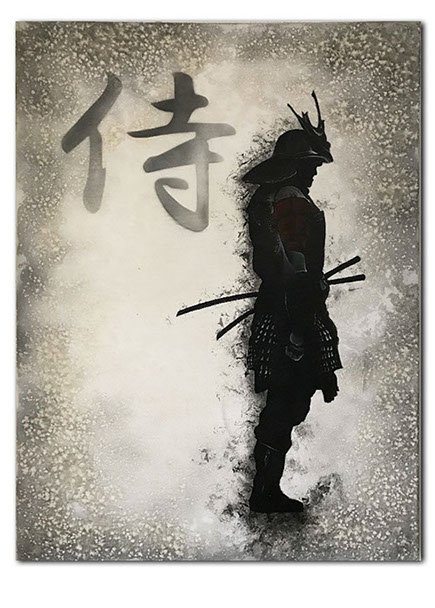 Peinture aérographe Samouraï style vintage par l'artiste Maxime Nepote