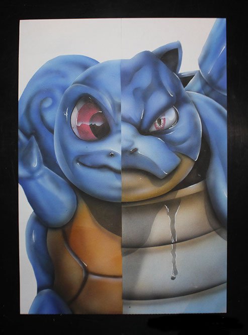 Peinture aérographe Pokémon Carapuce / Tortank par l'artiste Maxime Nepote